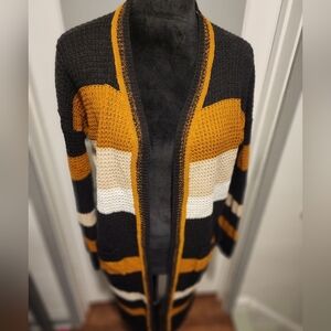 Striped Open-Front Cardigan Sweater